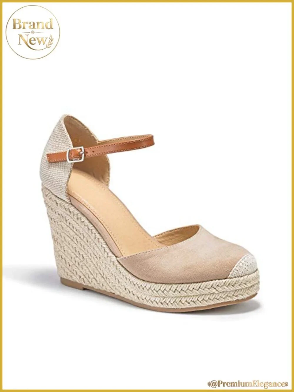 Espadrille Heel Platform Wedge Sandals Ankle Buckle Strap Closed Toe